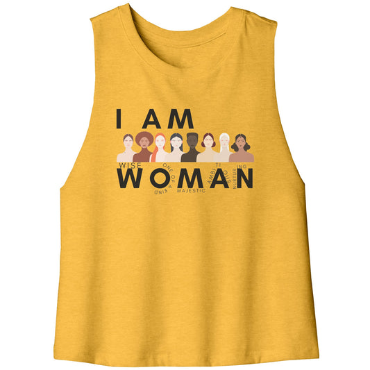 I AM WOMAN Racerback Crop Tank