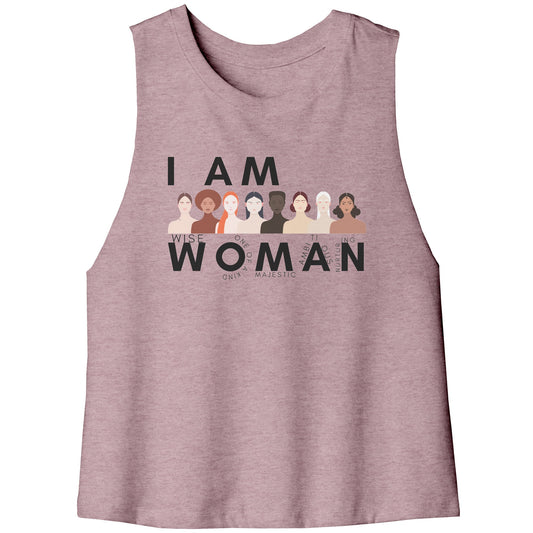 I AM WOMAN Racerback Crop Tank